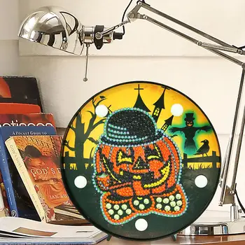 

DIY Halloween Diamond Painting LED Light Lamp Full Special Drill LED Bedroom Night Lamp Home Desk Pumpkin Halloween Decoration