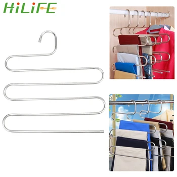 

HILIFE Multifunction Pants Closet Belt Holder Rack Stainless Steel Trousers Hanger S-type 5 Layers Wardrobe Organizer