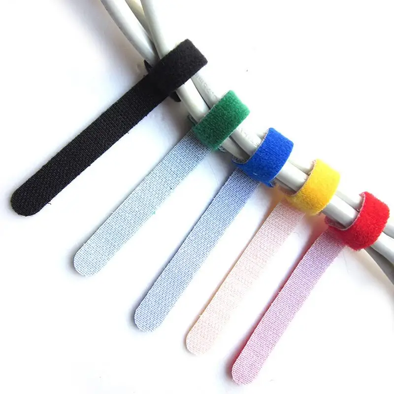 10Pcs Magic Sticky Self Adhesive Hooks & Loops Tape Nylon Sticky Cable Ties Wire Strap cord Wrap Fastening Organizer Management