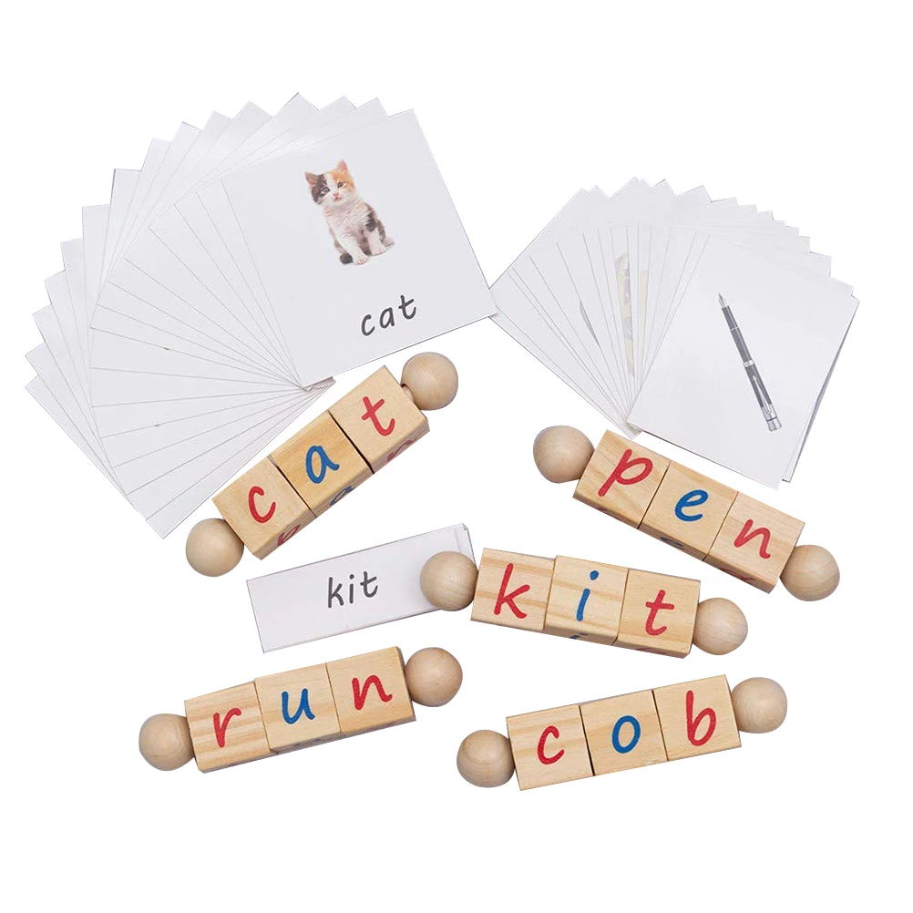Kindergarten Children Fun Wooden Reading Blocks Toys Educational Spinning Alphabet Manipulative Numbers Card #30 | Игрушки и хобби