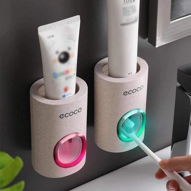 Automatic Toothpaste Dispenser Dust-proof Toothbrush Holder Wall Mount  Stand Bathroom Accessories Set Toothpaste Squeezers Tooth