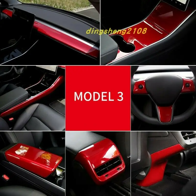 Подходит для Tesla модель 3- красный ABS украшение салона автомобиля отделка автомобиля модификация автомобиля аксессуары