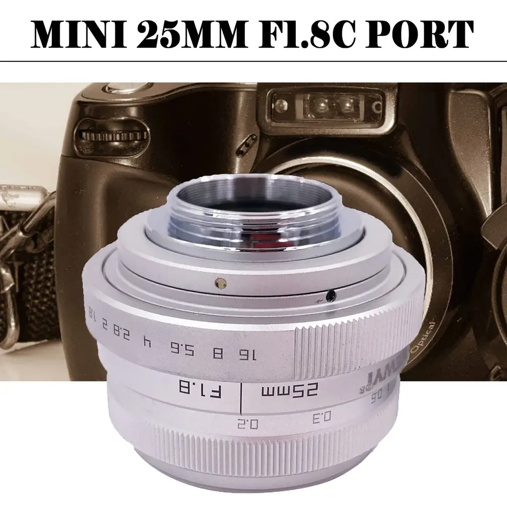 25 мм F1.8 объектив камеры Мини CCTV C Mount широкоугольный объектив для sony для Nikon для Canon DSLR алюминиевый сплав адаптер