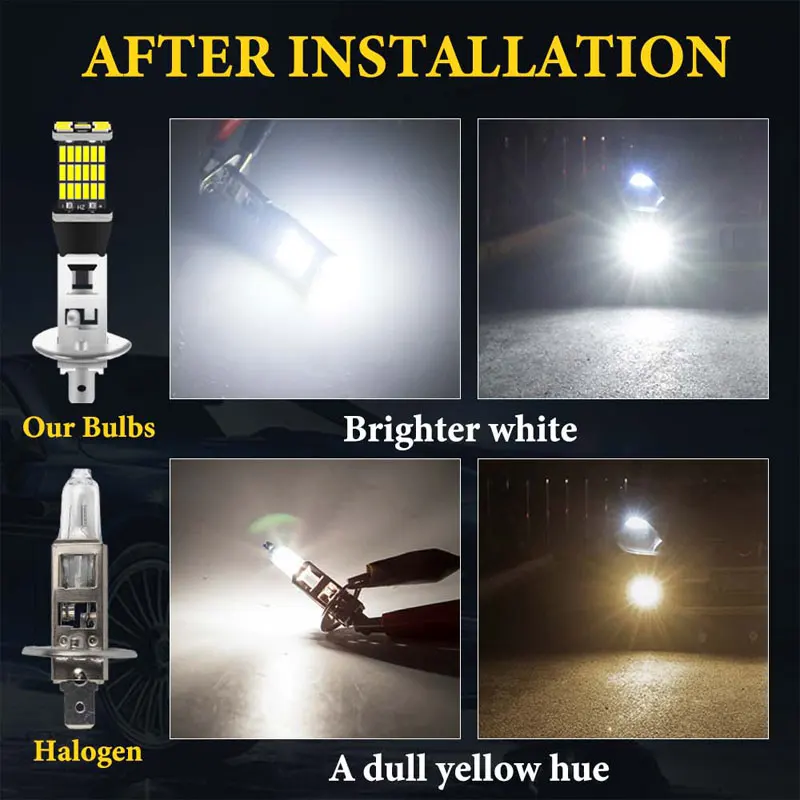 1pcs H4 LED Bulb H1 H3 H7 H8 H11 9005 HB3 9006 HB4 Led 3030SMD Super Bright  Car Fog Lights Day Running Light 12V Yellow White - AliExpress