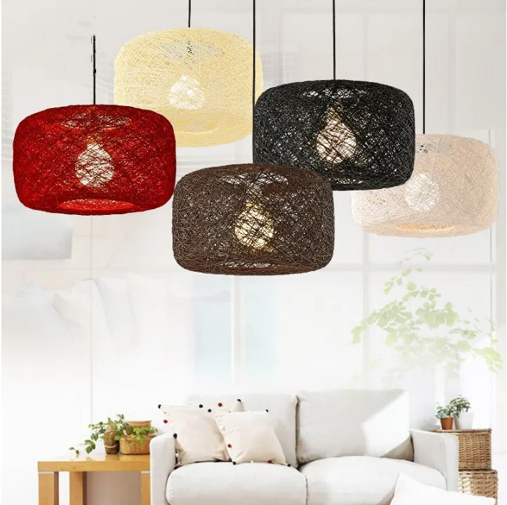 

Ma Ball LED Chandelier Living Room Restaurant Bar Counter Creative Art Pastoral Style Rattan American-Style Handmade Spherical B