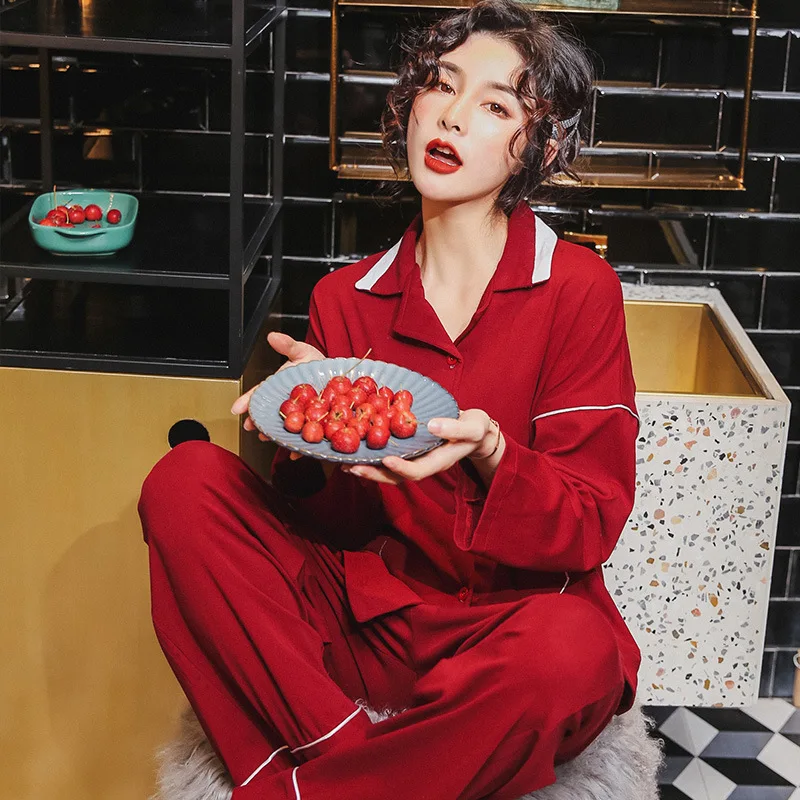 

8302 # Mixed Colors Collar Cardigan Cm Long Sleeve Pajamas Homewear Set Series