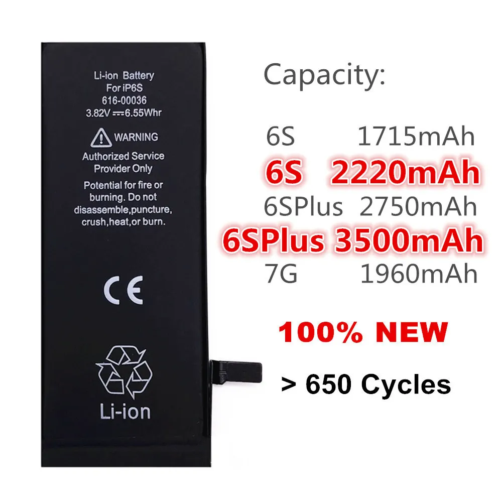 AYJ 1715 mAh литиевая батарея для iPhone 6S Plus 7 Высокая реальная емкость сменные батареи