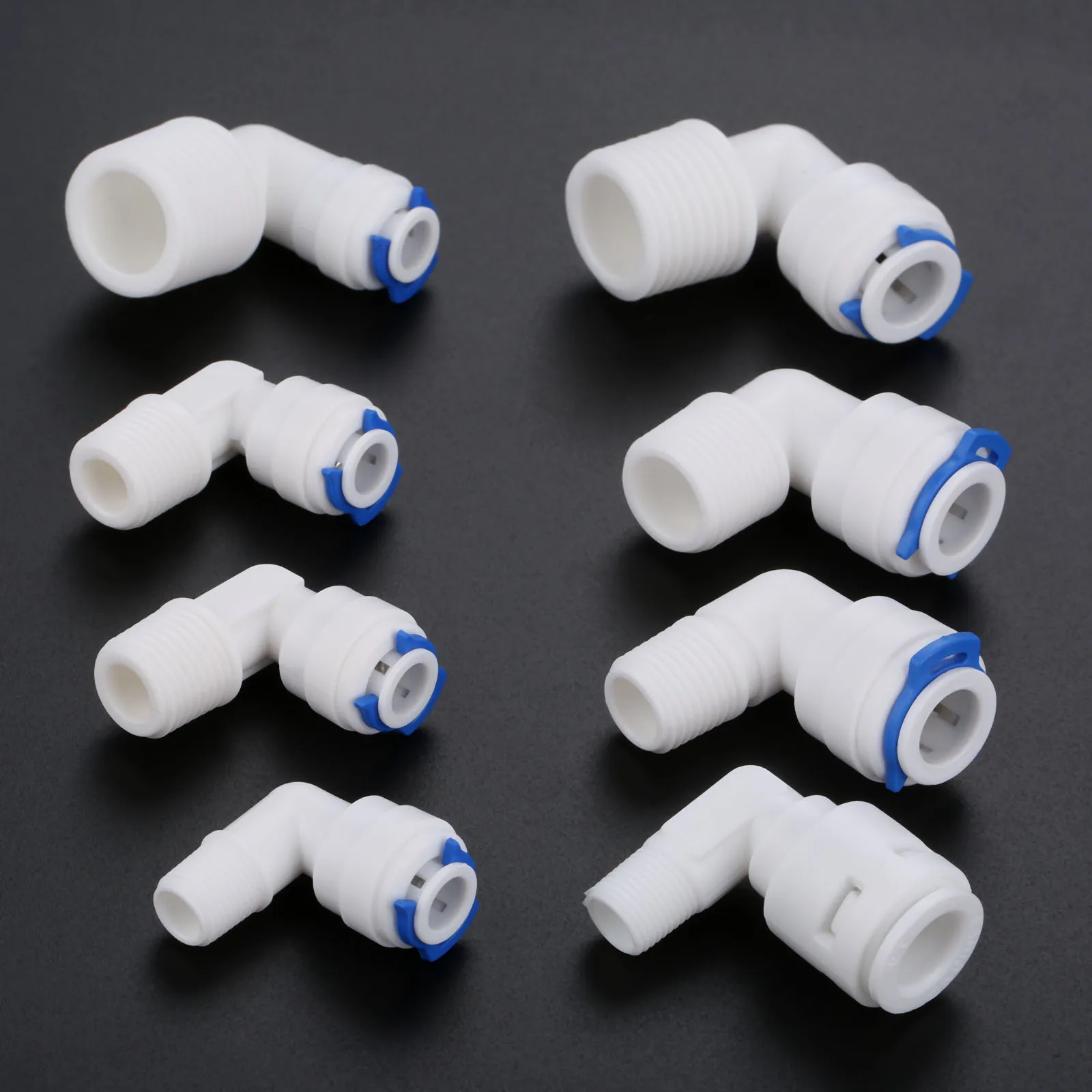 

5Pcs RO Water Elbow Quick Coupling Fitting 1/4" 3/8" OD Hose 1/4" 3/8" 1/2" BSP Male Reverse Osmosis System Pipe Connector