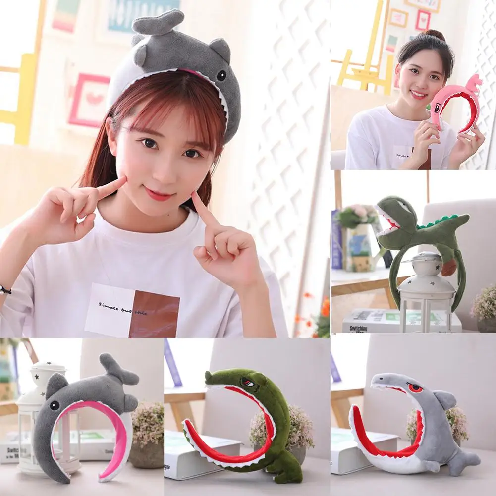 Cute Shark Dinosaur Animal Plush Stuffed Hair Hoop Headband Headwear Photo Props Novelty funny Plush Headband Plush accessories