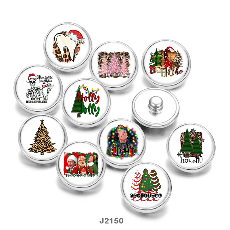 Christmas Glass Cabochons snaps button jewelry glass Snap J2150Charm