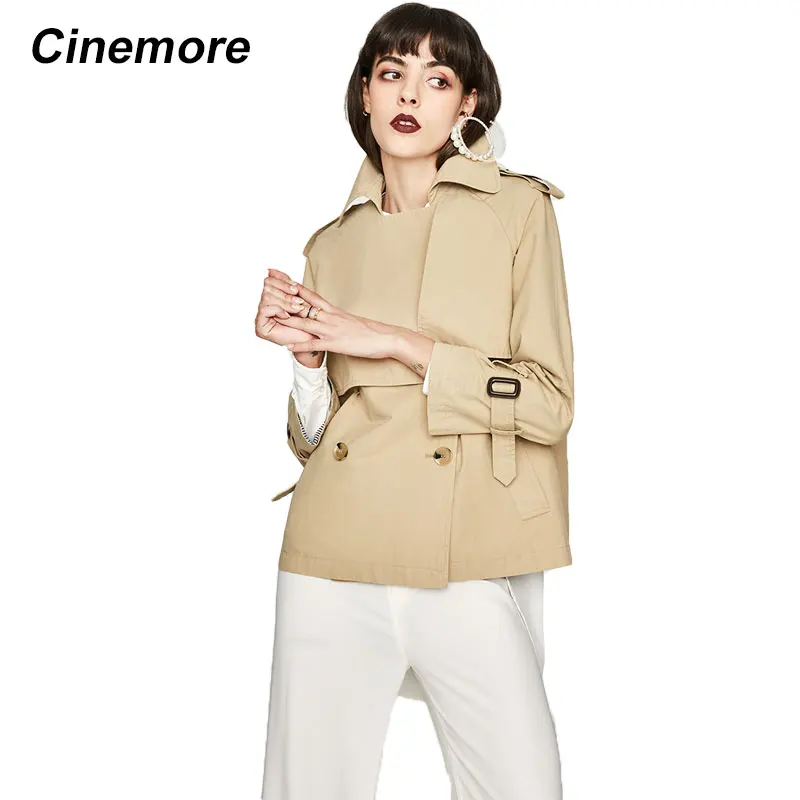 Женская Повседневная хлопковая куртка Cinemore двубортная Короткая свободная с