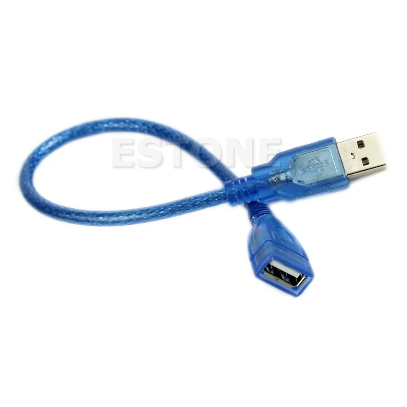 23cm Short USB 2.0 A Female To Male Extension Cable Cord Blue PXPA | Электроника