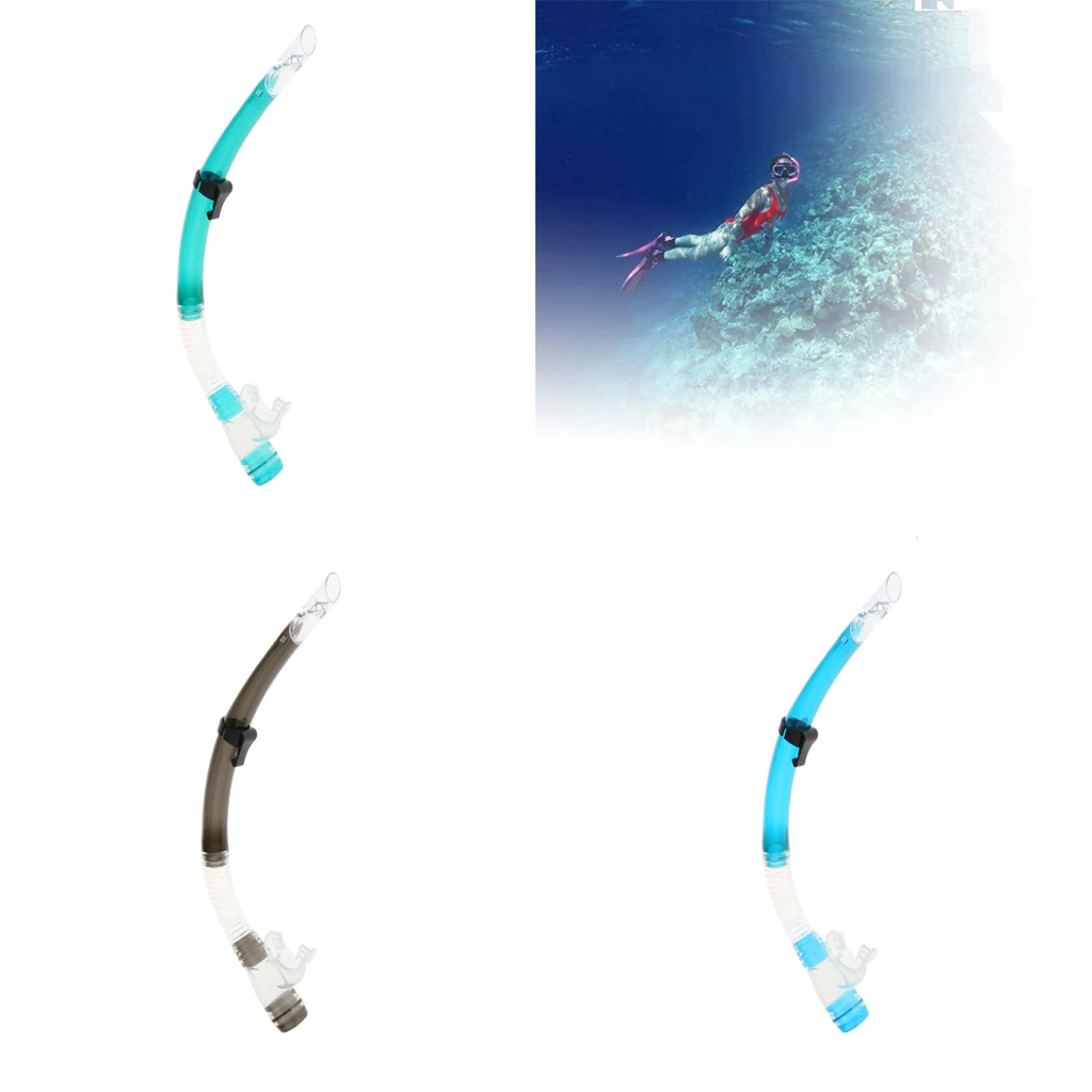Semi Dry Snorkel Swim Training Diving Underwater Breath Tube Mouthpiece w/ Clip