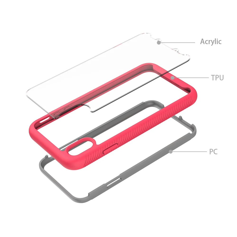 Прозрачный ТПУ чехол для телефона IPhone XS MAX XR 8 7 6 Plus samsung S10 Plus устойчивый к царапинам акриловый верхний и нижний чехол