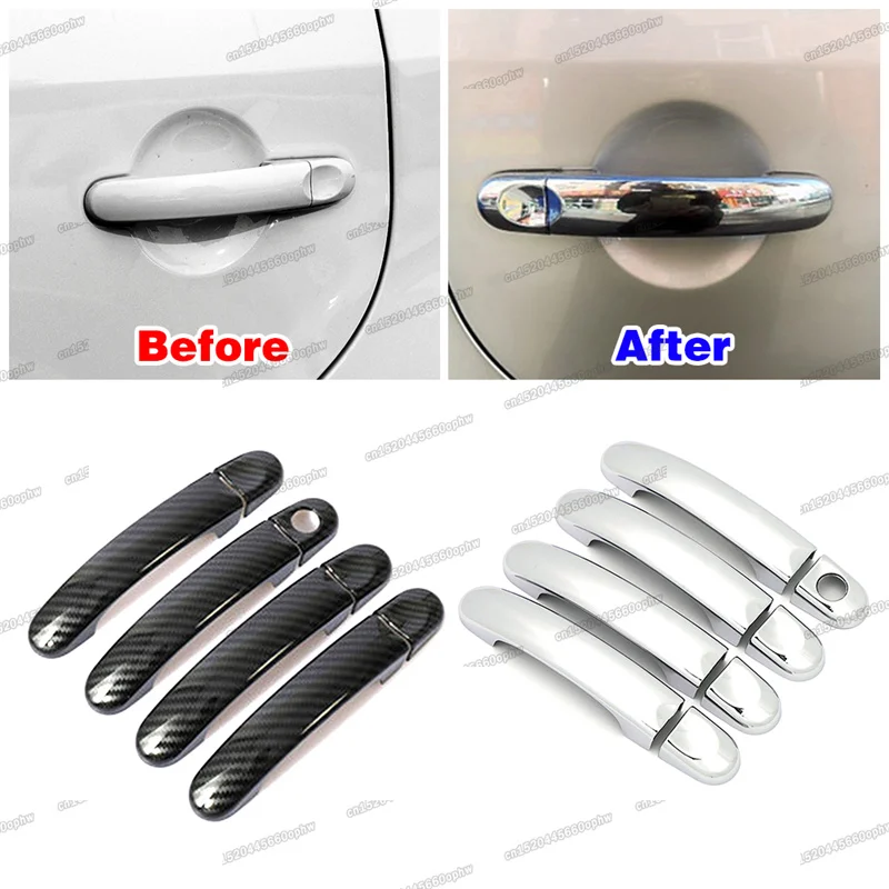 carbon fiber car door handle trims for volkswagen touran vw 2005 2006 2007 2008 2009 2010 2011 2012 2013 2014 2015 caddy cover | Автомобили