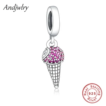 

Fit Original Charms Bracelet 925 Sterling Silver Pave Ice Cream Cone Dangle Charm Beads Berloque DIY Jewelry
