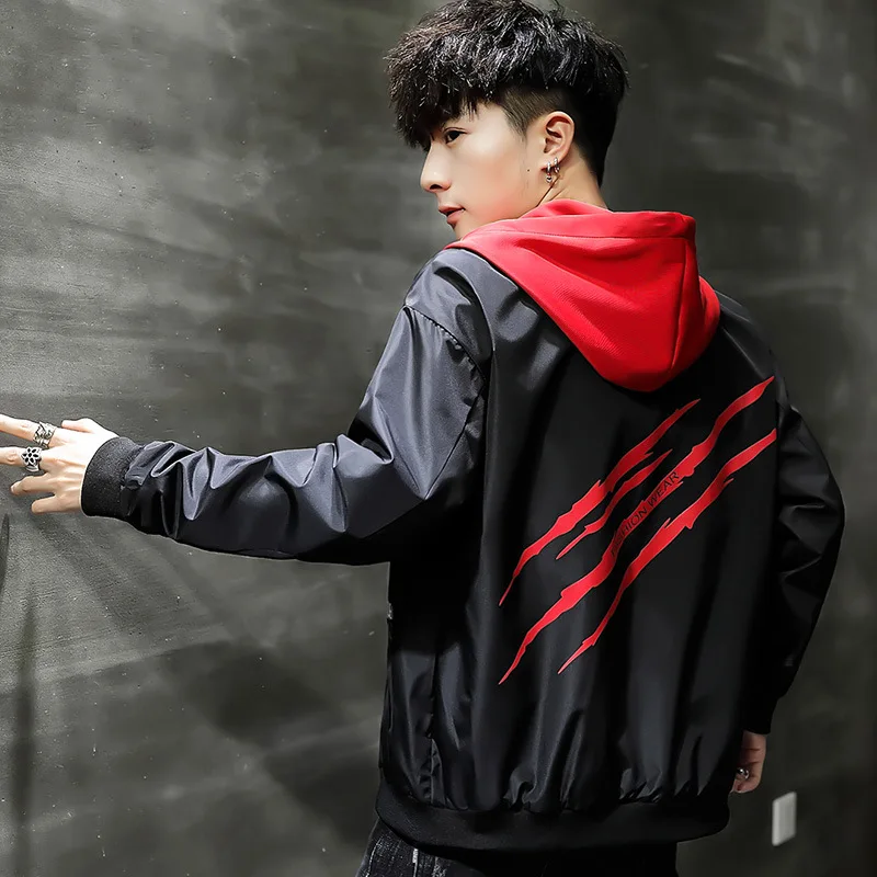 

Spring Jacket Men Korean-style Trend Hooded Coat 2019 New Style Slim Fit Tops Youth Students Men'S Wear