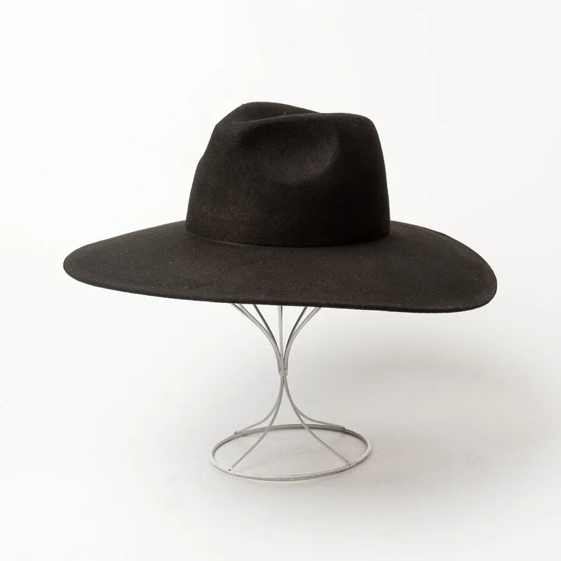 VASANA Cappello Fedora in Stile Classico Nero Vintage a Tesa Larga Piatto Maiale Torta di Maiale Cappello da barcaiolo Cappello Regolabile Chiesa
