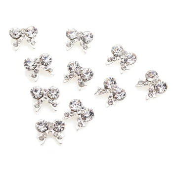 

10 x Bow Tie 3D Clear Rhinestone Nail Art DIY Decoration