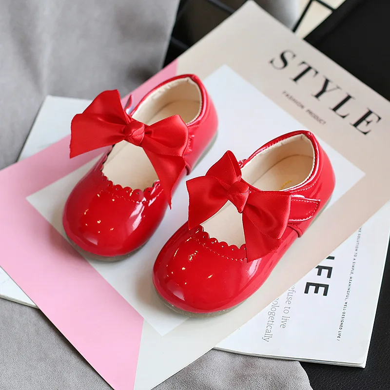 Kids Leather Shoes Baby Girl Cute Bow Multi-purpose Single Shoes New Korean Version of the Princess Shoes Dance ShoesD290