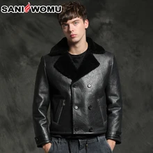Натуральная кожа, мужское пальто из настоящей овчины, Мужское пальто, пальто из натурального овечьего меха для мужчин, высокое качество, модное зимнее пальто, Размеры M до 6XL