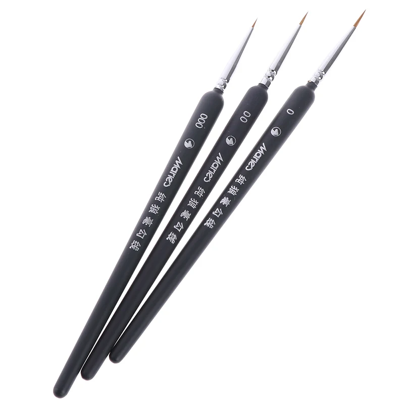 

3Pcs 0/ 00/ 000 Miniature paint wolf hair brush professional paint Smooth brushes for art Gouache Watercolour Sketch Lines Pens