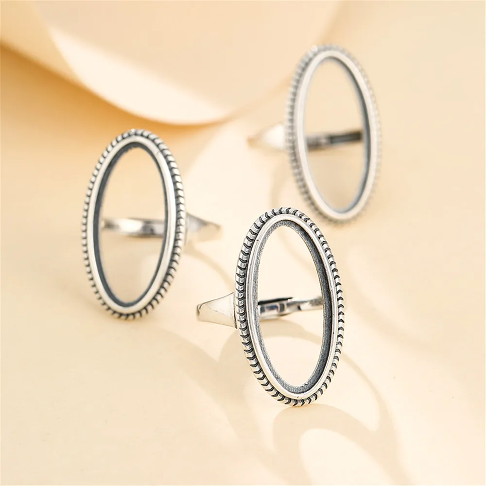 Ring Setting for 11x24mm Oval Cabochons Ring Blank Thai Sterling Silver Adjustable Ring Base SR0047