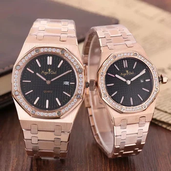 

Top Luxury Brand New Men Women Lady Watch Stainless Steel Japanese Quartz Sapphire Rose Gold Black White Diamonds Watches AAA+