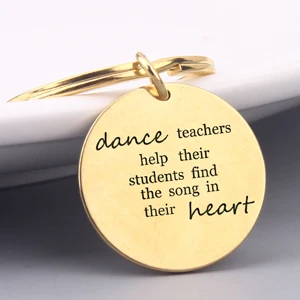 Выгравированные учителя танцев помочь студентам найти песенку в сердце брелок учитель благодарные подарки брелок подарок на День учителя - Цвет: Gold