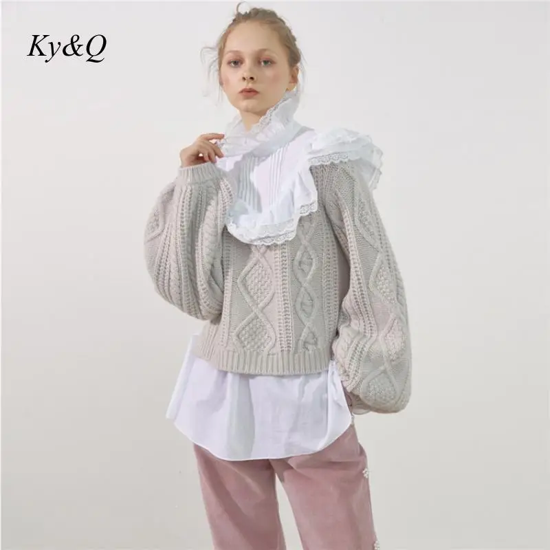 2020 Spring Christmas Women Luxury Stand Neck Ruffles Tide Fashion Chic Pullover Loose Lazy Sweater Brand Clothes | Женская одежда