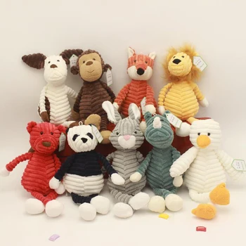 

Baby Elephant Lion Fox Rabbit Pig Panda Duck Monkey Soft Stuffed Toys Cute Torest Animal Plush Toy For Kids Stripe