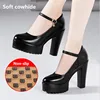Cowhide Women's High Heel Shoes With Heels Platform Mary Jane Shoes Women Pumps Office Work Shoe Women's Wedding Shoes 32-43 1