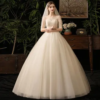 

Simple Slim fit princess Wedding Dress New Elelgant Lace Princess Vintage Wedding Dresse fashion beautiful Wedding Gowns