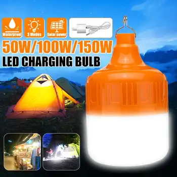

50W/100W/150W Solar Charging USB Charging Light Bulb with 3 light Modes 5V LED Bulb for Outdoor Camping Use