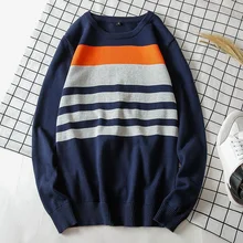 Zogaa новейшие мужские пуловеры в японском стиле, мужские хлопковые свитера с v-образным вырезом, мужские полосатые Лоскутные Повседневные мужские свитера 3XL