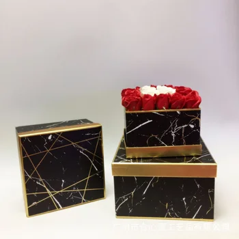 

3pcs/set hot stamping marble square flower box gift box flower gift box gift decoration halloween christmas wedding decoration