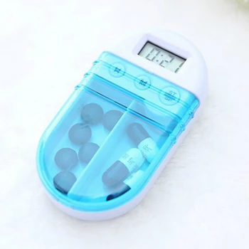 

Mini Double Grids Electronic Timing Medical Kit Intelligent Timed Reminder Medical Box Pill Capsule Storage Organizer Box