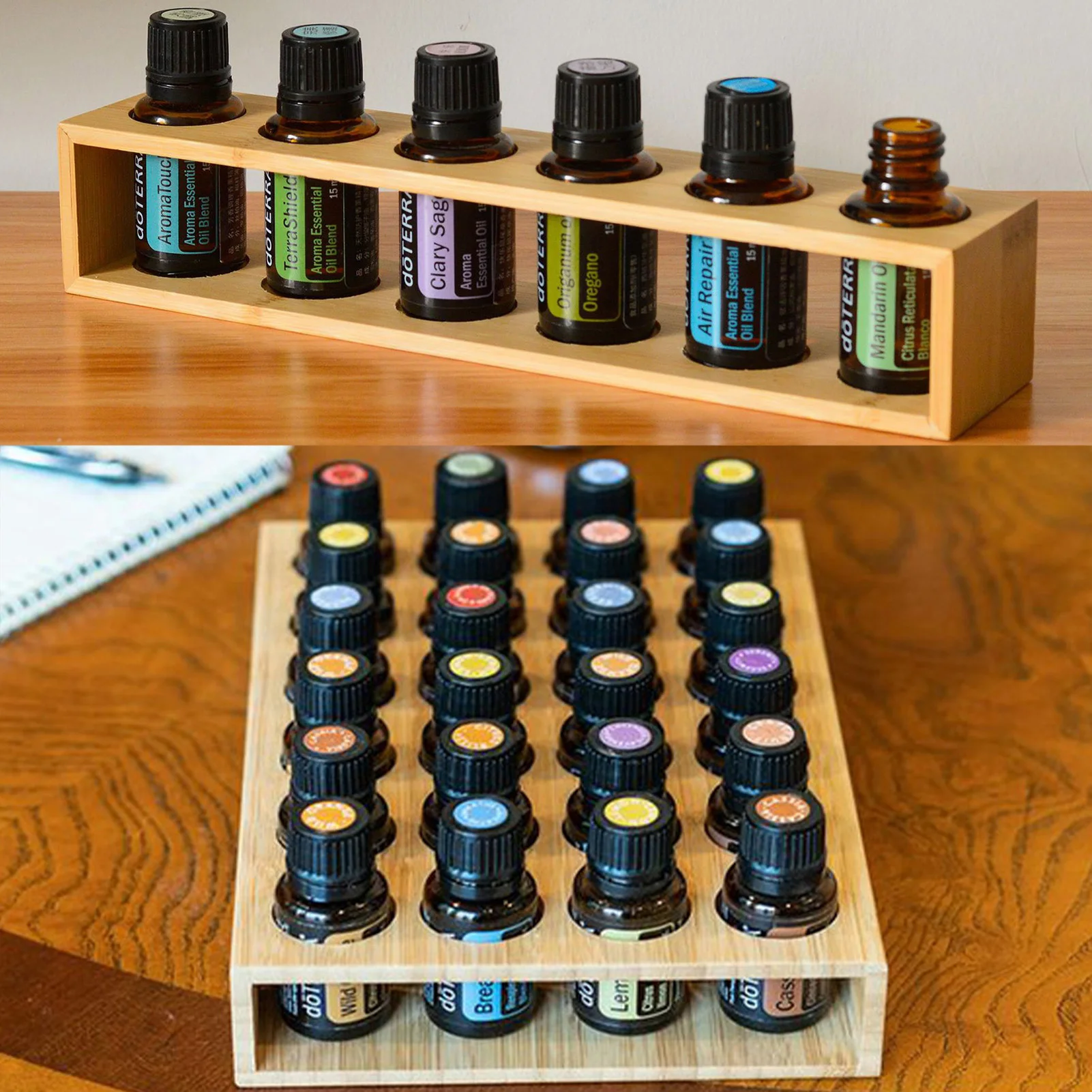 6/24 Holes Essential Oil Storage Rack 15ml Organizer Display Practical 6/24 Slots Showing Bamboo Stand 6