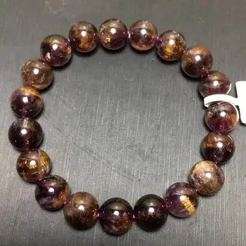 

Genuine Natural Cacoxenite Purple Rutilated Quartz Bracelet 10.5mm Women Men Stretch Crystal Round Beads Certificate AAAAAA