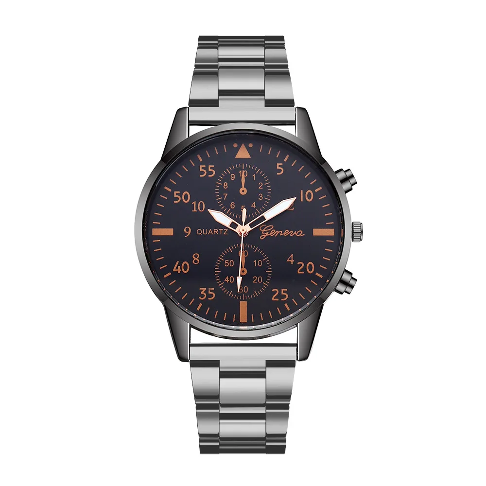 

Мужские кварцевые часы со стальным ремешком Geneva, оптовая продажа, роскошные Цифровые наручные часы с тремя глазами