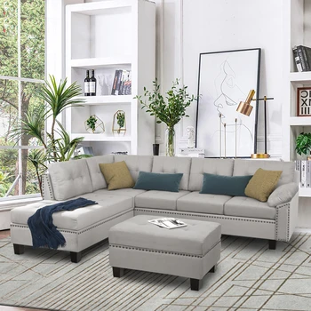 

Sectional Sofa Set For Living Room Chaise Lounge Sofa With Storage Ottoman Home Furnitures US Warehouse