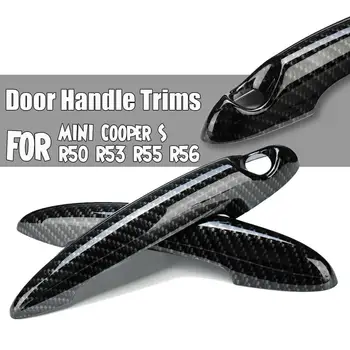 

2pcs Kit ABS Plastic Carbon Fiber Black Car Door Handle Covers Trim For MINI Cooper S R50 R53 R55 R56 Car styling accessories