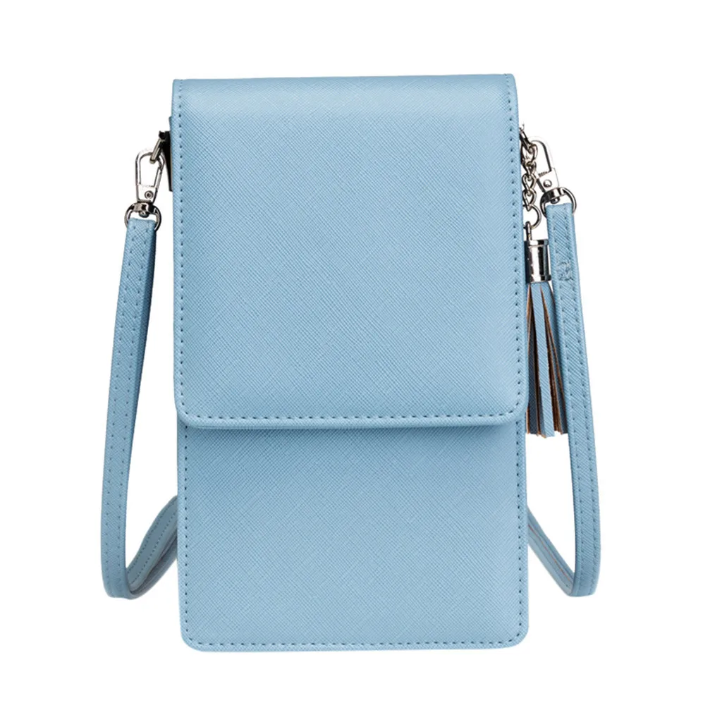 Blue1 Женский мини-кошелек для мобильного телефона, держатель для карт, простые маленькие сумки через плечо, клатч, сумочка, повседневная женская сумка на плечо с клапаном#40 - Цвет: Blue1