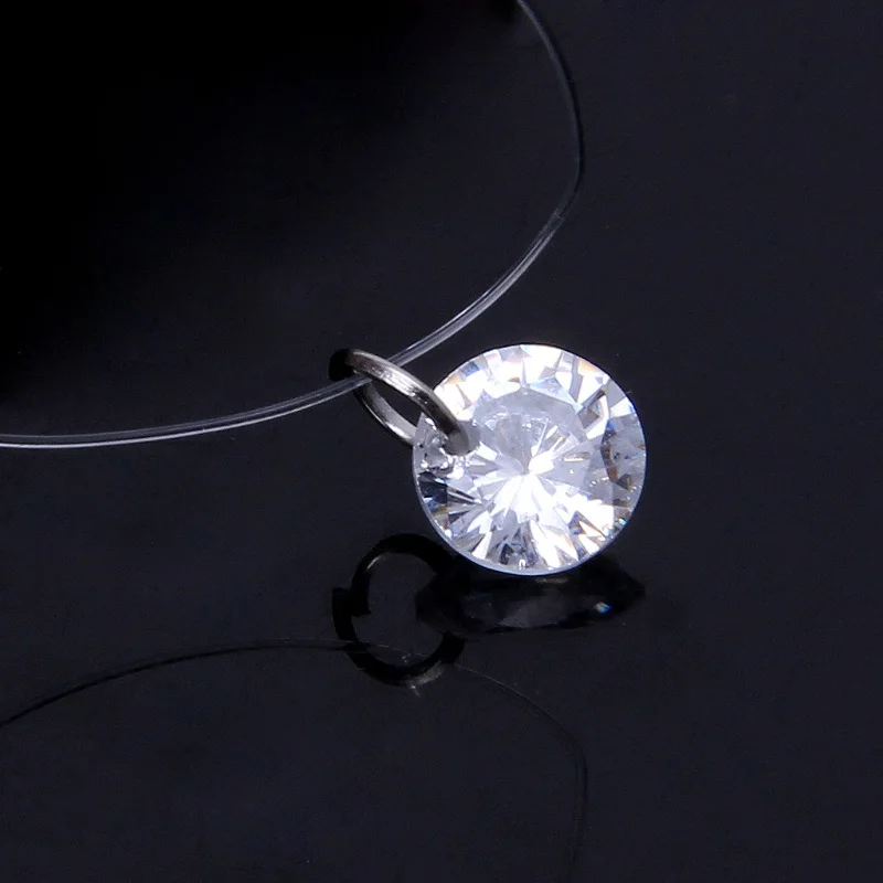 6MM Silver 3 Трендовое женское прозрачное ожерелье с леской, серебряная невидимая цепочка, ожерелье для женщин, стразы, колье, ожерелье, модное ювелирное изделие - Окраска металла: 6MM Silver 3