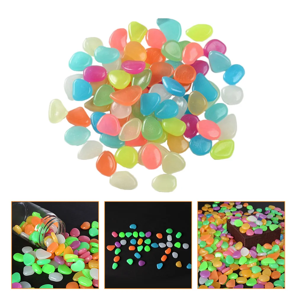 150PCS Fish Tank Pebbles Rocks Decor Luminous Stones Glow in The Dark