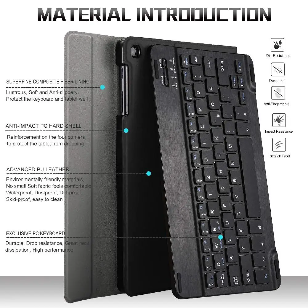 Для samsung Galaxy Tab A 10.1T510/T515 Сплит Цветной подсветкой Bluetooth Клавиатура Защитный чехол R20