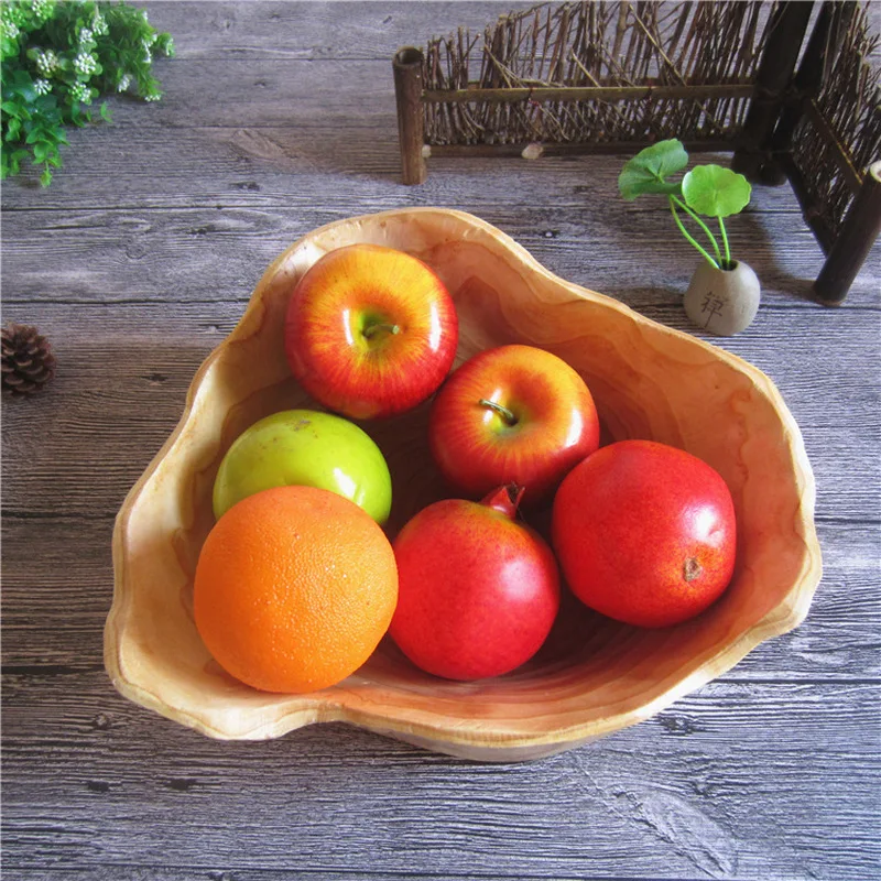 Wooden bowl large dried fruit dish miscellaneous grains candy dish grid wood root carved tray household mixing bowl LB10211