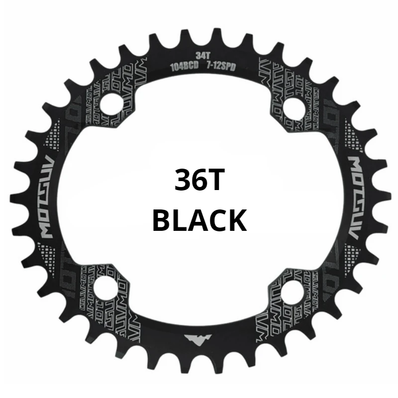 36T Black Oval MOTSUV велосипед Crank 104BCD 32 T/34 T/36 T/38 T овальная Звездочка узкий широкий MTB велосипедная Звездочка круг шатунная пластина запчасти для велосипеда - Цвет: 36T Black Oval