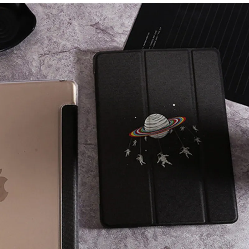 Мультяшный чехол для iPad mini 1 2 3 4 5 умный прозрачная задняя крышка ПК складной 9 7 2018