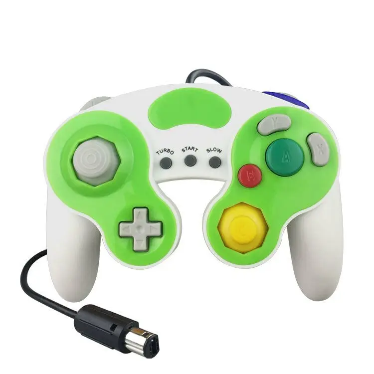 Подходит для nintendo GameCube пластиковый чувствительный джойстик для wii Профессиональный плеер проводной контроллер Поддержка вибрации взрыв - Цвет: white add Green